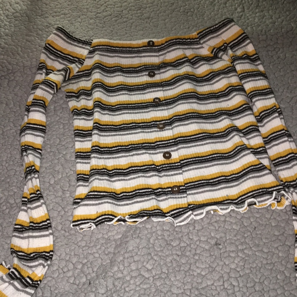 Striped crop top, off the shoulder, size US XS